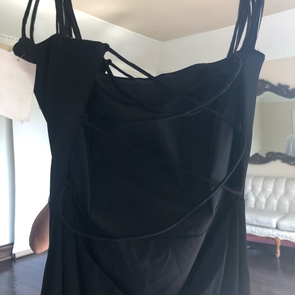 La Femme Ruffle Prom Dress Scoop Neck Lace Up Back - Picture 8 of 16